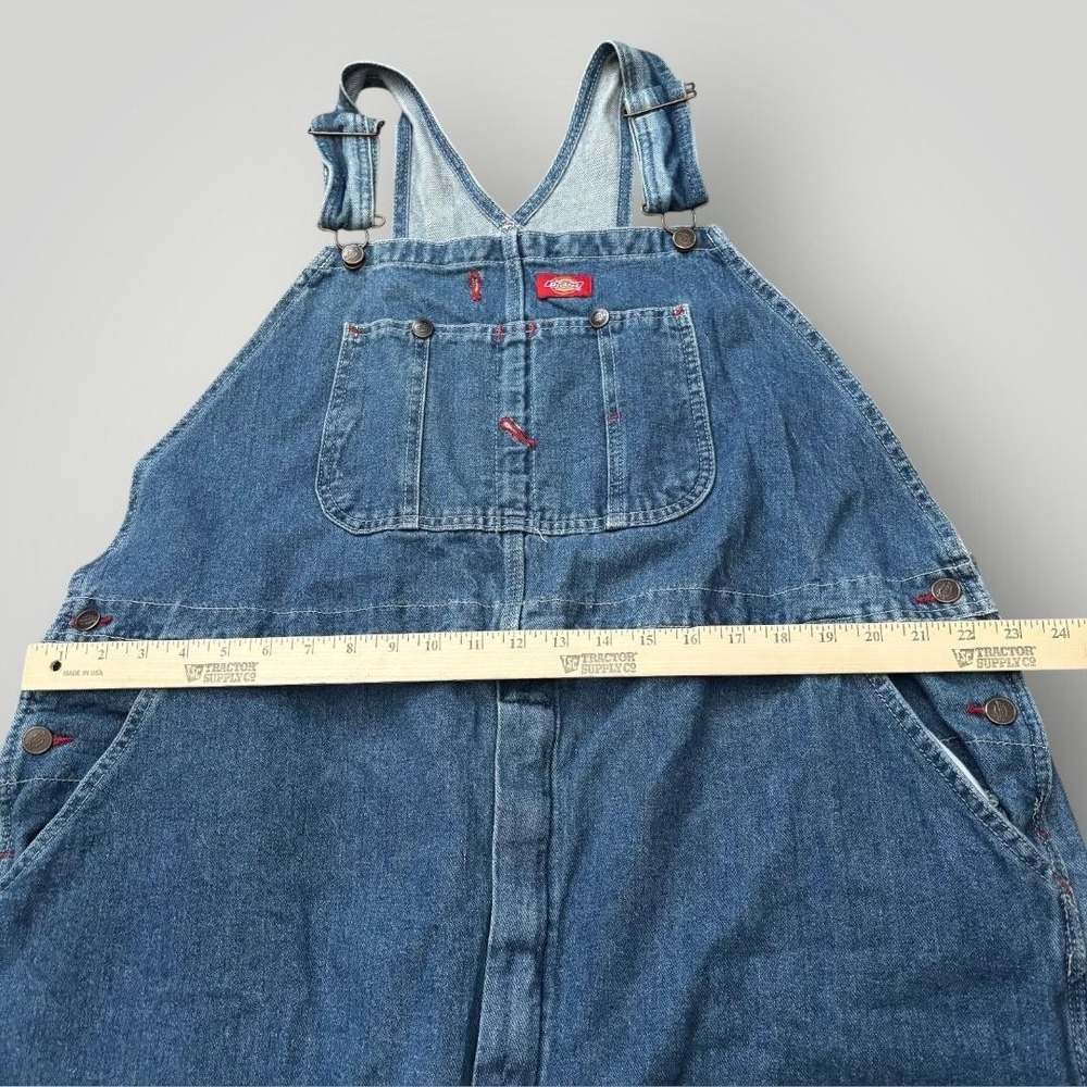 Dickies Overalls Mens 44x30 Blue Denim Bib Relaxed Fit Carpenter Pants Workwear - Picture 7 of 11